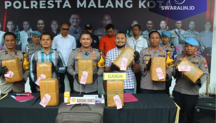 Polresta Malang Kota Berhasil Amankan Kurir Bawa 42 Kg Ganja Nyamar Pemudik 